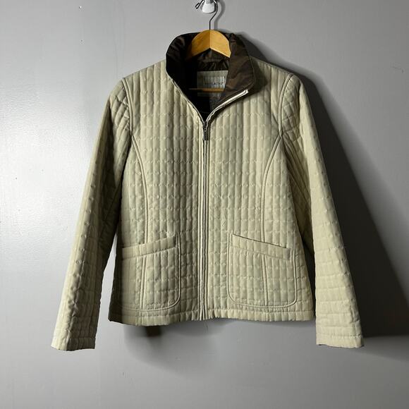 White Stag Puffer Jacket Women’s Small Cream Chore Coat Barn Farm Neutral Pocket - Picture 1 of 5